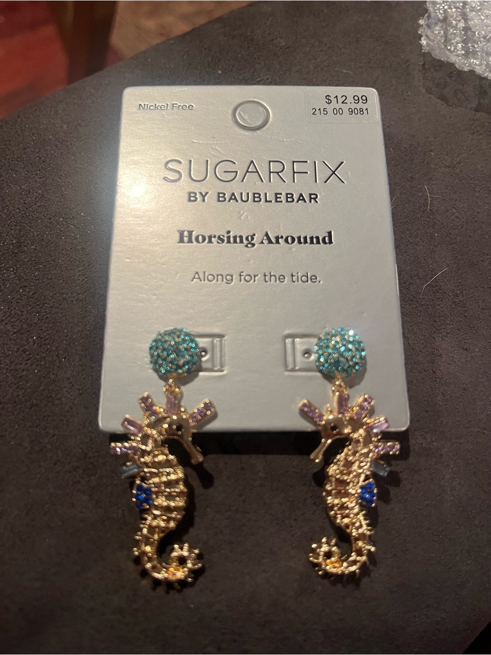 Sugarfix by Baublebar Turquoise & Gold Seahorse Drop Earrings